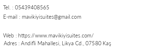 Mavi Ky Suites telefon numaralar, faks, e-mail, posta adresi ve iletiim bilgileri